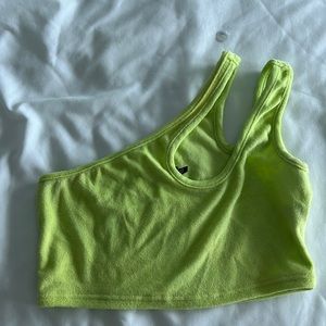 Lime green terry cloth crop top
